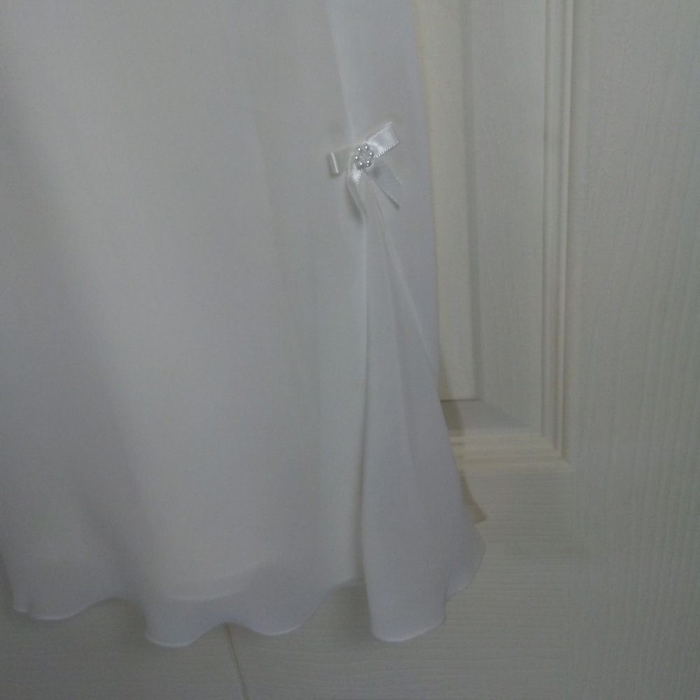 Linea Donatella White Chiffon and Satin Chemise - Picture 4 of 6